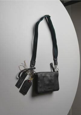 Consuela Black Leather Bag with Multicolor Tassel